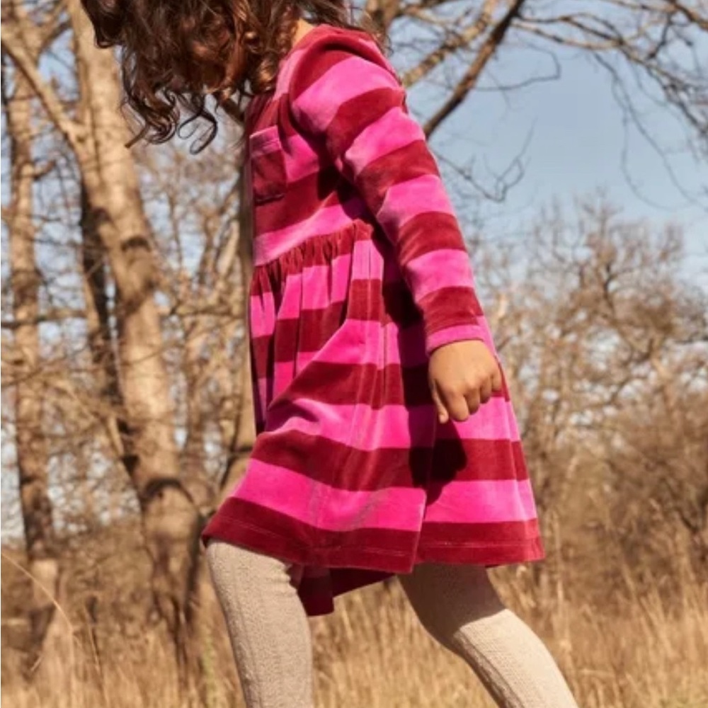 NWT Boden Velour Stripe Dress, size 4-5Y